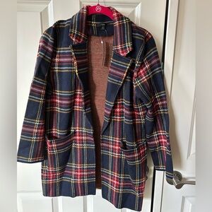 NWT J.Crew Sophie in Black Stewart Tartan Open-Front Sweater Blazer Cardigan XS
